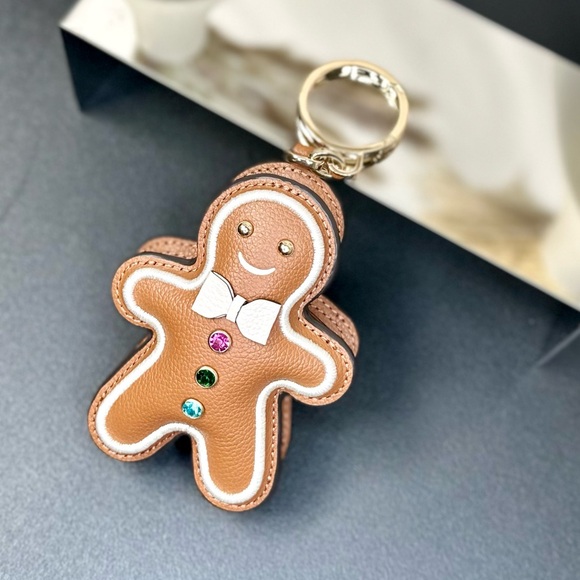 EUC Kate Spade Leather Novelty Gingerbread Key Fob Bag Charm - Picture 5 of 11